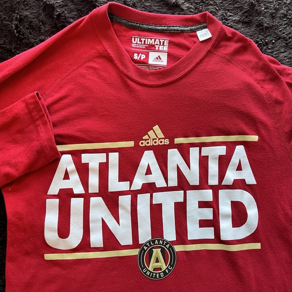 Atlanta United FC T-Shirt Mens Small Red Soccer ClimaLite Long Sleeve Adidas
